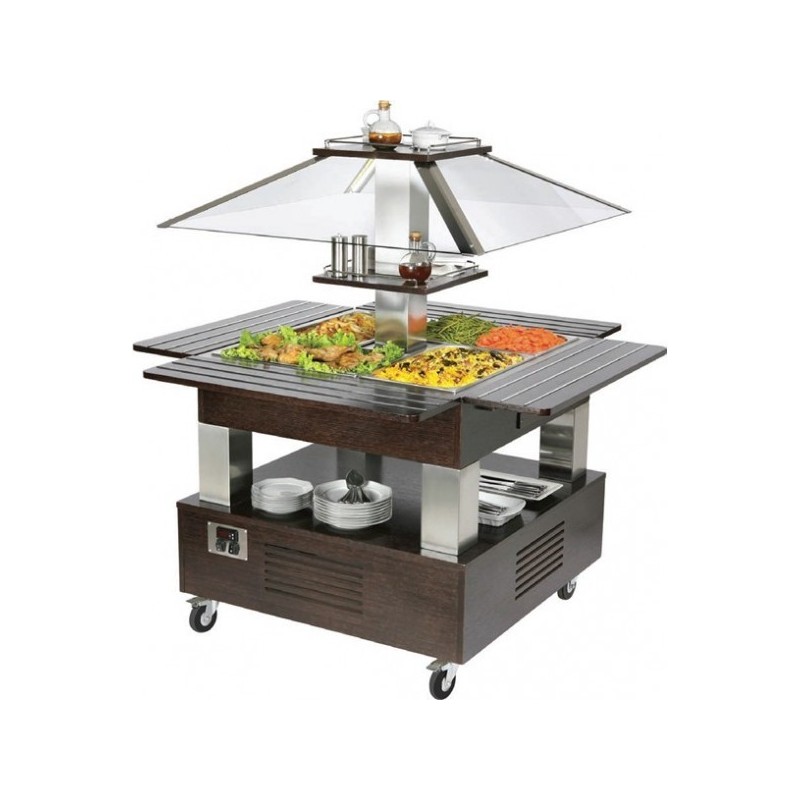 Salad'Bar central chauffant bainmarie 4 bacs GN 1/1