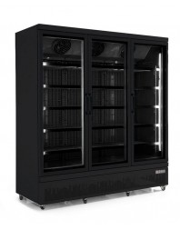 Armoire réfrigérée full black positive 0/+10°C - 3 portes vitrées battantes - 1530 litres