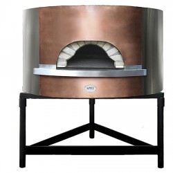 Four à pizza à bois avec façade en cuivre, sole ø 1100 mm, capacité 4/5 pizzas