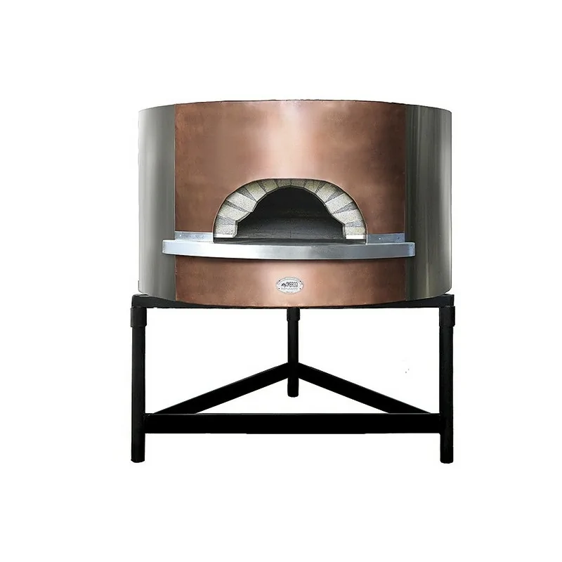 Four à pizza à bois avec façade en cuivre, sole ø 1100 mm, capacité 4/5 pizzas