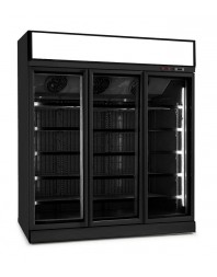 Armoire réfrigérée full black positive avec canopy - 0/+10°C - 3 portes vitrées battantes - 1530 litres