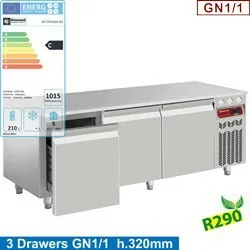 Soubassement réfrigéré - 3 tiroirs GN 1/1-h 200 mm