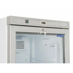 Vitrine réfrigérée verticale 350 litres avec porte en verre et panneau publicitaire, +1°/+12°C