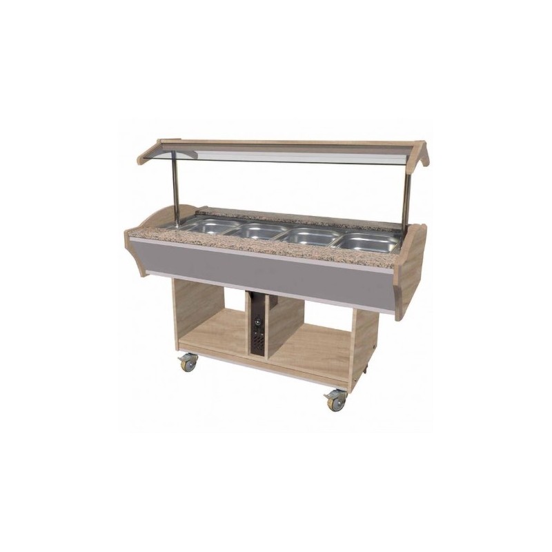 Salad'Bar chauffant par bainmarie 6 bacs GN 1/1 central/mobile