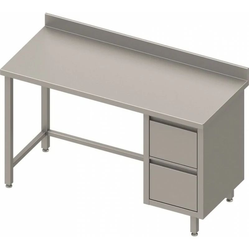 Table Inox adossée avec 2 tiroirs à gauche - Gamme 800