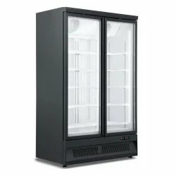 Armoire réfrigérée black positive 0/+10°C - 2 portes vitrées battantes - 1000 litres