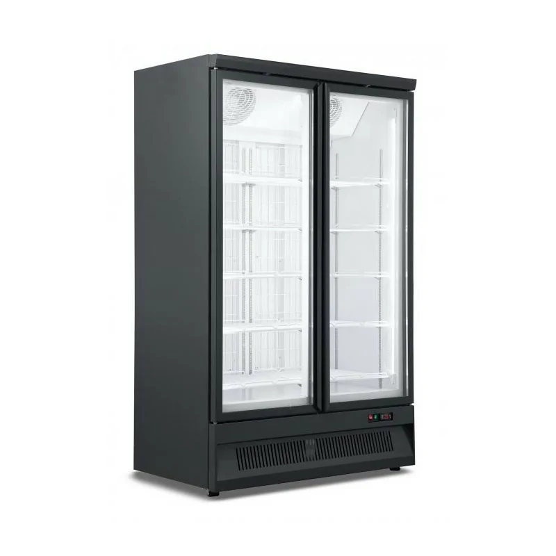 Armoire réfrigérée black positive 0/+10°C - 2 portes vitrées battantes - 1000 litres