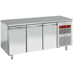 Table réfrigérée négative 3 portes sur roulettes - 600 x 400 - Plan de travail inox - AFI