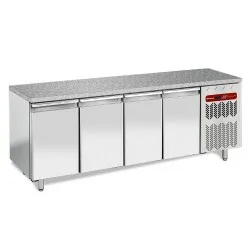 Table réfrigérée négative 4 portes sur pieds - 600 x 400 - Plan de travail inox - DIAMOND