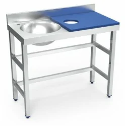 Table de préparation et de lavage inox avec bac à gauche - 1000 x 500 x 850 mm
