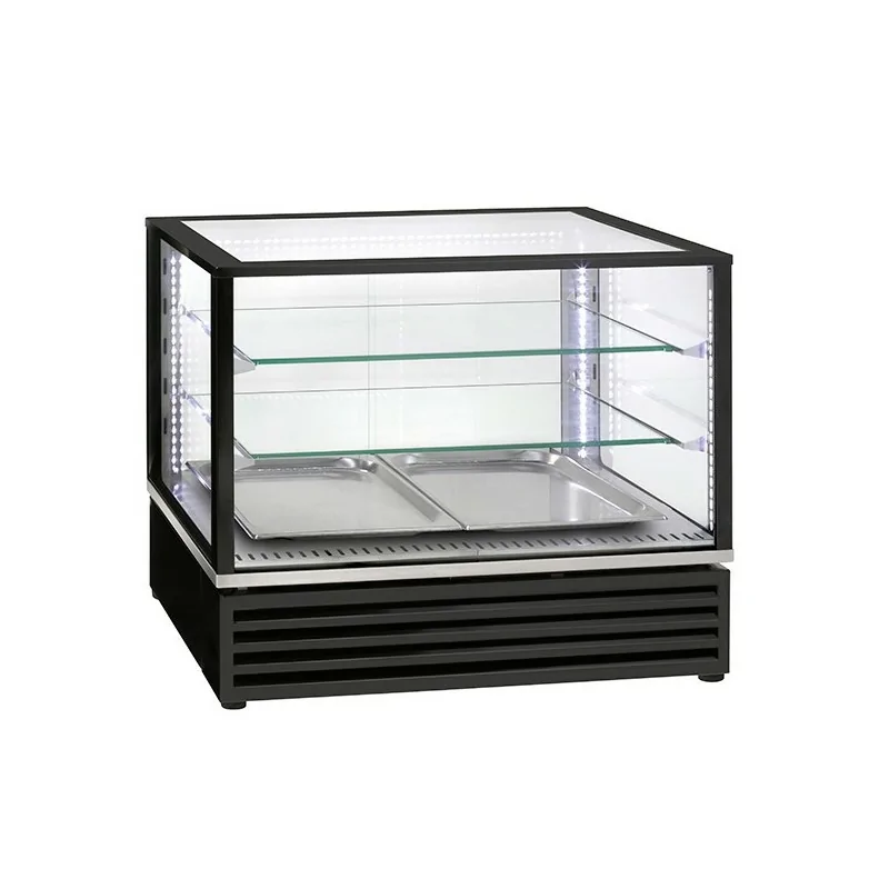 présentoir réfrigéré de table avec 2 étagères en verre et coulissantes, +2°/+10°C
