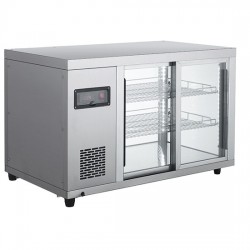 Affichage réfrigéré de table avec 2 étagères et portes coulissante, +0°/+12°C, l : 910 mm