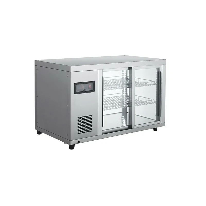 Affichage réfrigéré de table avec 2 étagères et portes coulissante, +0°/+12°C, l : 910 mm