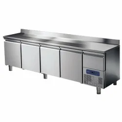table réfrigérée 4 portes GN 1/1 avec dosseret et tiroir réfrigérée, -2°/+8°C