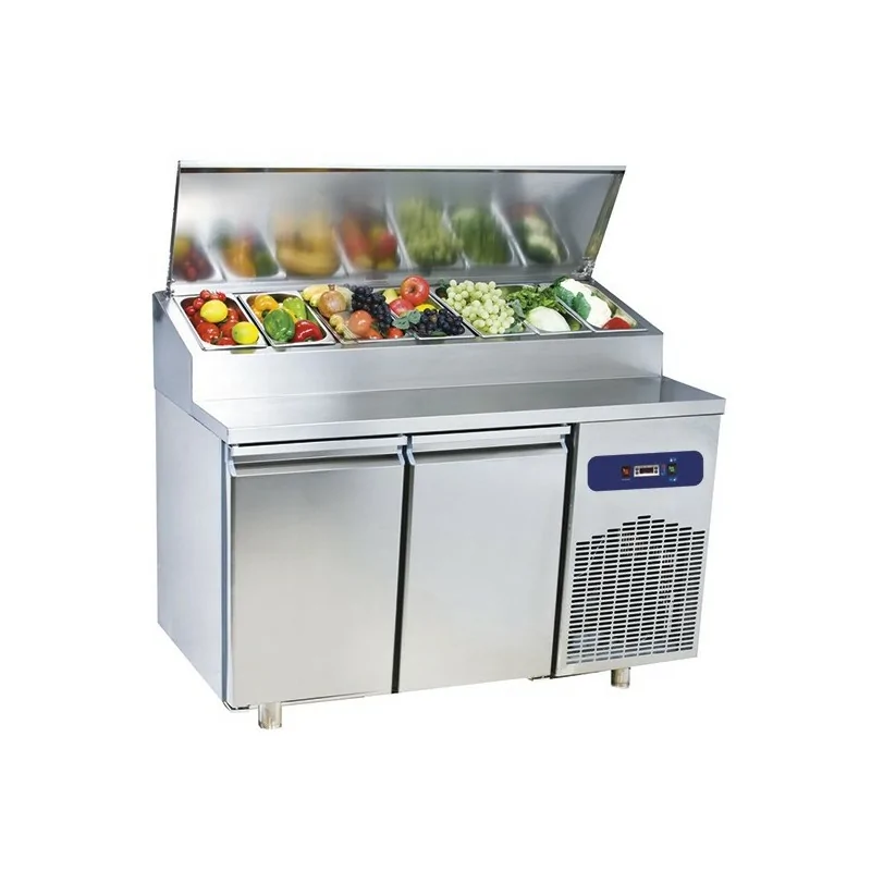 Table de préparation réfrigérée avec 2 portes GN 1/1, 7x GN 1/3 h : 150 mm, +2°/+8°C