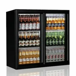 réfrigérateur bar avec 2 portes battantes en verre, 201 litres, +1°/+10°C