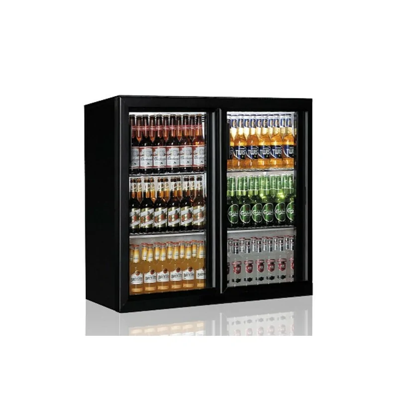 réfrigérateur bar avec 2 portes battantes en verre, 201 litres, +1°/+10°C
