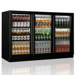 réfrigérateur bar avec 3 portes battantes en verre, 320 litres, +1°/+10°C
