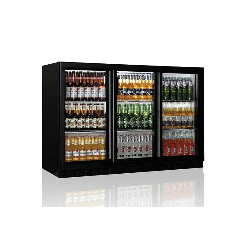 réfrigérateur bar avec 3 portes battantes en verre, 320 litres, +1°/+10°C
