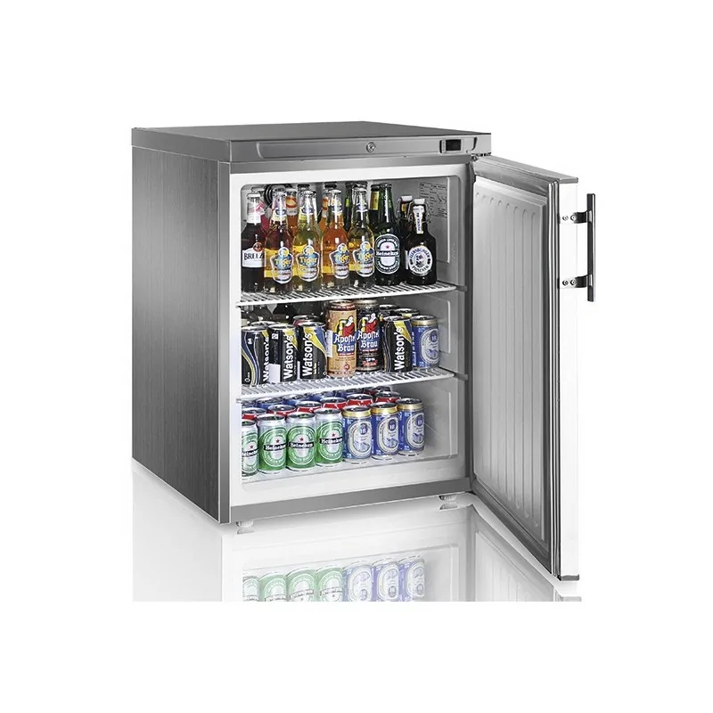 réfrigérateur bar en inox, 145 litres, +0°/+8°C