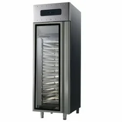 Réfrigérateur 700 litres en inox avec porte en verre, GN 2/1, -2°/+8°C, isolation 85 mm