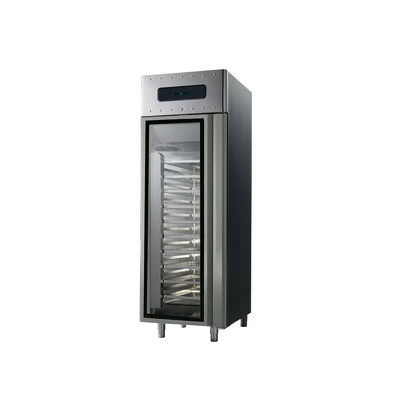 Réfrigérateur 700 litres en inox avec porte en verre, GN 2/1, -2°/+8°C, isolation 85 mm