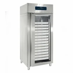 Réfrigérateur 850 litres en inox avec porte en verre pour pâtisserie, 56x 600x400 mm, -2°/+8°C
