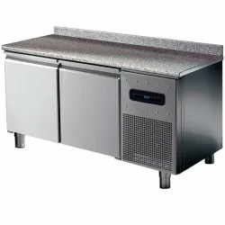 table congélateur pâtisserie avec 2 portes 600x400 mm, plan de travail en granite et dosseret