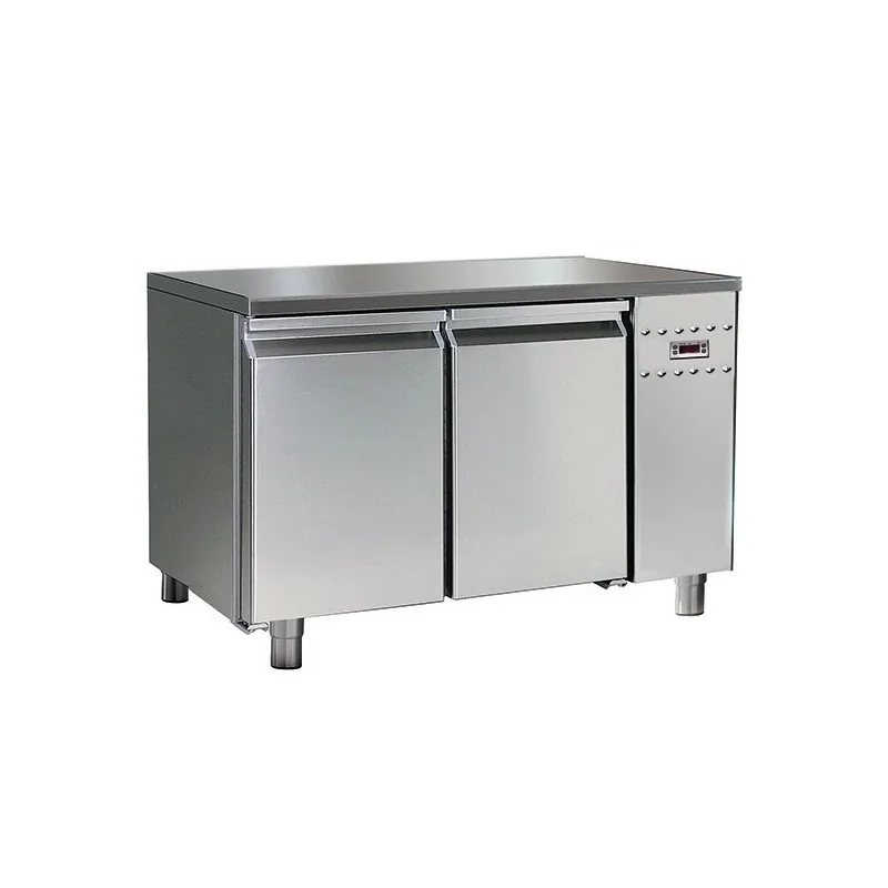 table réfrigérée pâtisserie à distance avec 2 portes 600x400 mm et plan de travail en inox