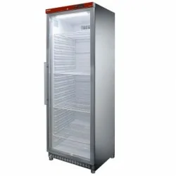 Armoire frigorifique, porte vitrée, ventilée, 400 Lit. acier inox