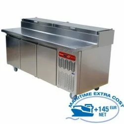 Table frigorifique, ventilée, 3 portes EN 600x400, structure réfrigérée GN 10 x 1/3