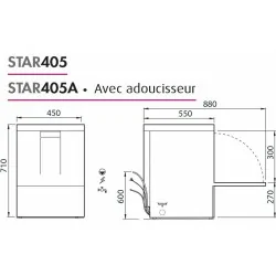Lave-verres professionnel COLGED de la gamme STARTECH modèle STAR405A avec adoucisseur