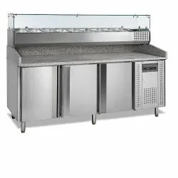 Table à pizza avecgarniture - 2 à 10 - °C - 3 portes battantes à fermeture automatique -Électronique - Ventilé
