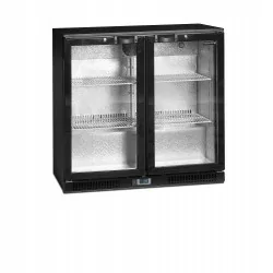 Arrière de bar - 2 à 10 - °C - 2 portes vitrées battantes - Noir - Électronique - Ventilé