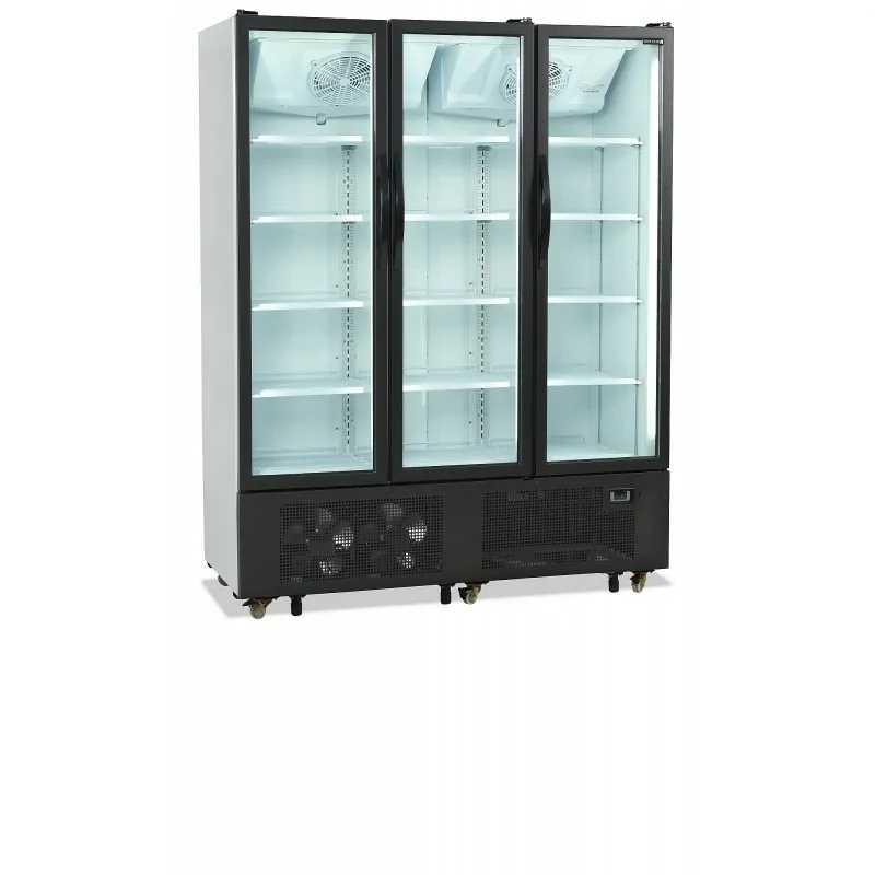 Réfrigérateur vitré - 2 à 10 - °C - 3 portes vitrées battantes à fermeture automatique - Blanc - Électronique - Ventilé