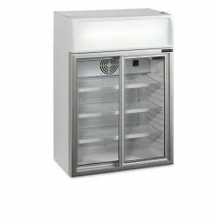 Réfrigérateur table top - 2 à 10 - °C - 2 portes vitrées coulissantes - Blanc - Mécanique - ventilé