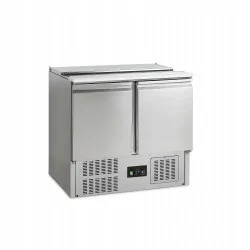Comptoir pour saladette GN1/1 - 2 à 10 - °C - 2 portes pleines battantes - Inox - Électronique - ventilé