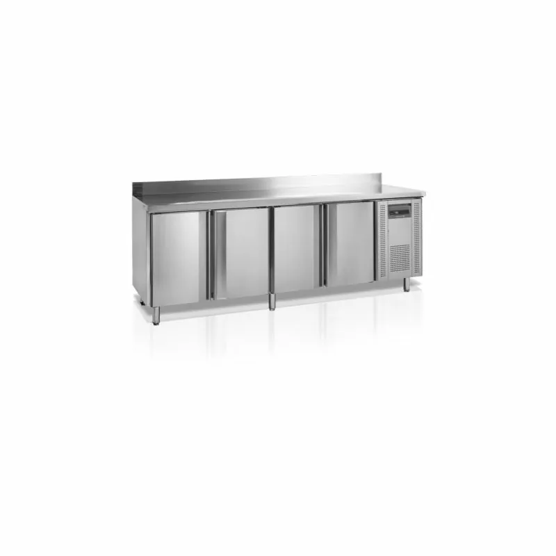 Table réfrigérée négative adossée GN1/1 - -20 à -10 - °C - 4 portes battantes à fermeture automatique -Électronique - Ventilé
