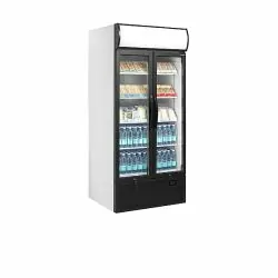 Réfrigérateur vitré - 2 à 10 - °C - 2 portes vitrées battantes à fermeture automatique - Blanc - Électronique - Ventilé