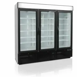 Congélateurs verticaux -24 à -12 - °C - 3 portes vitrées chauffantes à fermeture automatique - Blanc- Électronique - Ventilé