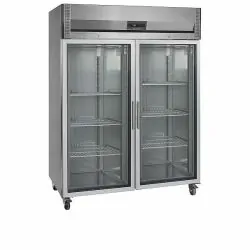 Réfrigérateur vertical GN2/1 - 2 à 10 - °C - 2 portes vitrées battantes à fermeture automatique -Électronique - Ventilé