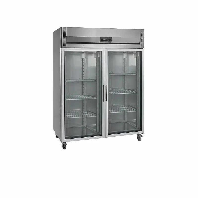 Réfrigérateur vertical GN2/1 - 2 à 10 - °C - 2 portes vitrées battantes à fermeture automatique -Électronique - Ventilé
