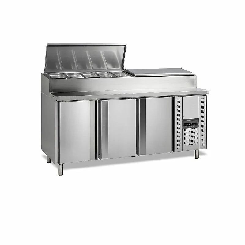 Comptoir de préparation de sandwich GN1/1 - 2 à 10 - °C - 3 portes battantes à fermeture automatique -Électronique - Ventilé