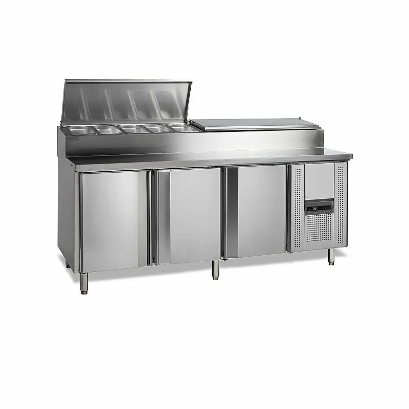 Comptoir de préparation de sandwich - 2 à 10 - °C - 3 portes battantes à fermeture automatique -Électronique - Ventilé