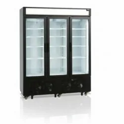 Congélateurs verticaux de vitrine - -23 à -18 - °C - 3 portes vitrées battantes à fermeture automatique - Blanc - Électronique