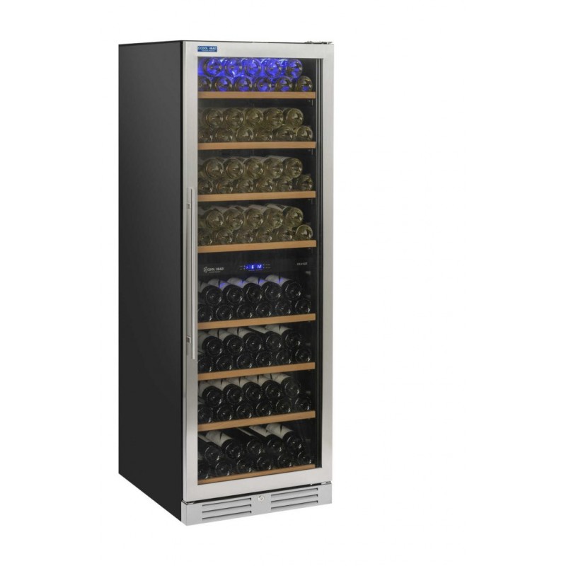 Cave à vins noire 1 porte vitrée double température installation intégrée 457l