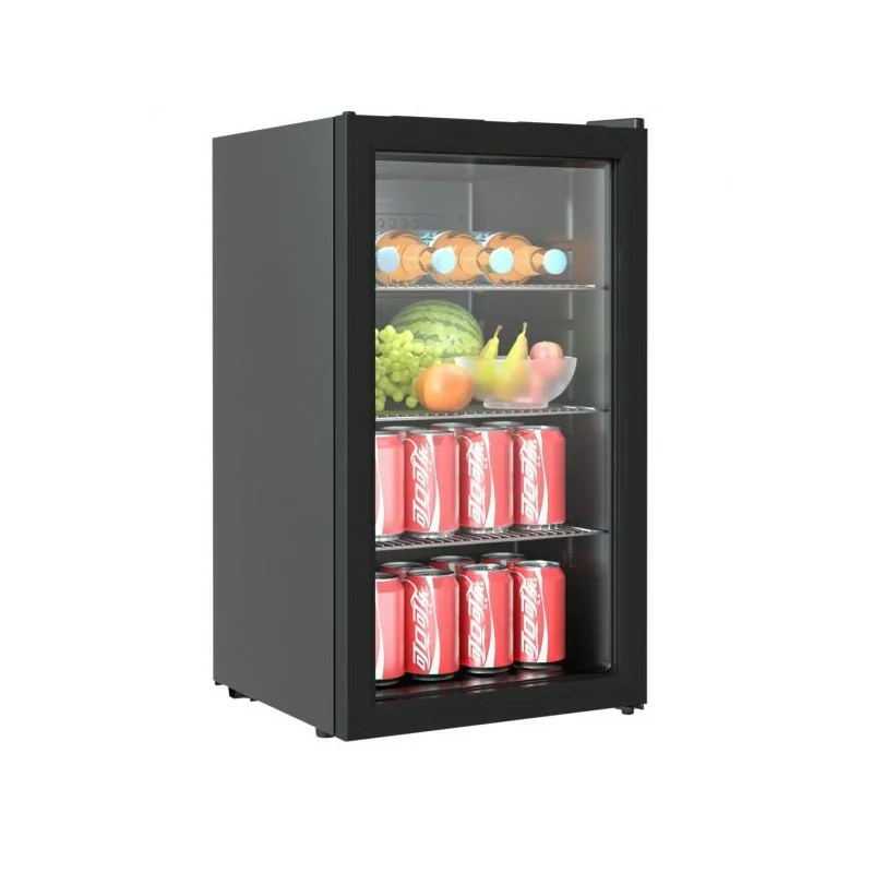 Réfrigérateur table top +3 à +10°C - 1 porte vitrée battantes à fermeture  automatique - Noir - 80 L - Combisteel