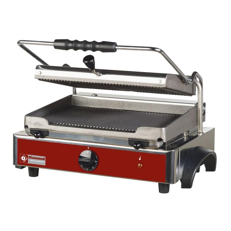 Grill panini électrique avec plaques en fonte rainurées surface utile 365 x 255 mm DIAMOND Grill panini électrique avec plaques en fonte rainurées surface utile 365 x 255 mm DIAMOND