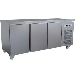 Table frigorifique, ventilé, 3 portes GN 1/1 (405 Lit.), sur roues