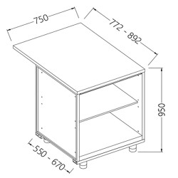 Comptoirs de bar neutres section caisse - 750x550x950 mm